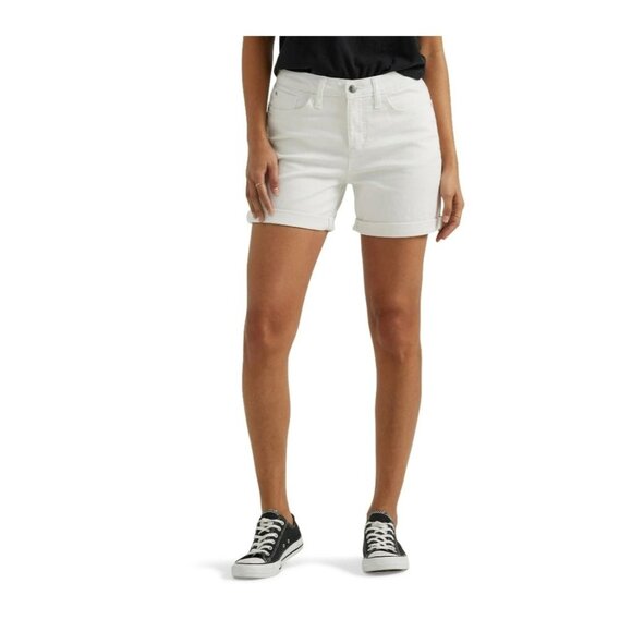 Lee Pants - Lee Women’s White Mid Rise Cuffed Shorts – Plus Size 20M – Waist 40"